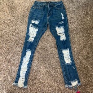 American Bazi Women’s High Waist Distressed Blue Jeans Sz 7 / 27